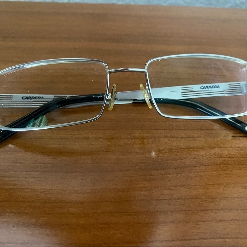 FRAME Only Carrera Eyewear Rectangular Silver Metal Frame and Case Unisex - Picture 8 of 12